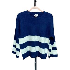 Hem & Thread Navy & Cream Bell Sleeve Sweater Size Small NWT